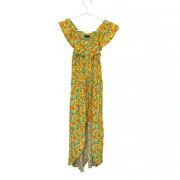 paper doll off the shoulder romper w long open skirt, bright colours,lightweight - Picture 1 of 6